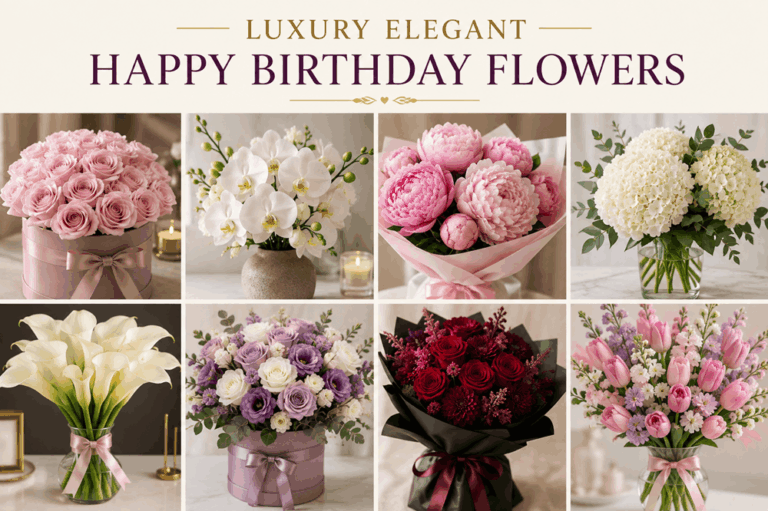 Luxury Elegant Happy Birthday Flowers